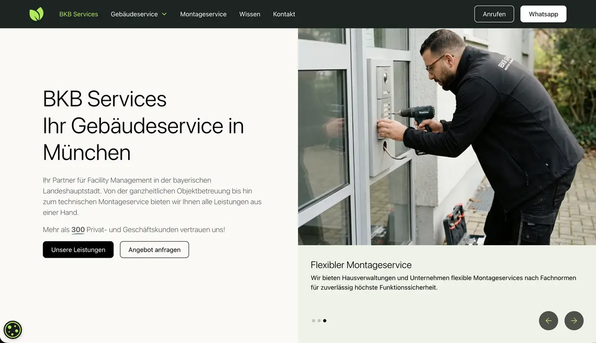 BKB Services – Website, Desktop-Ansicht